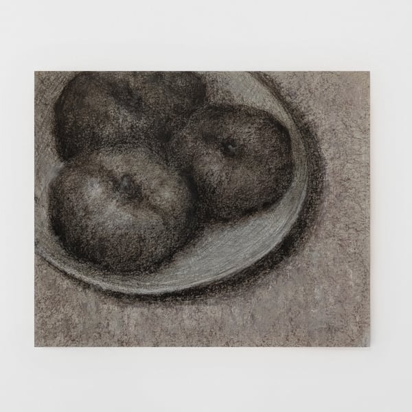 Original Still Life Drawing,  Flat Peaches Artwork , Fruit Small Wall Art 