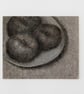 Original Still Life Drawing,  Flat Peaches Artwork , Fruit Small Wall Art 