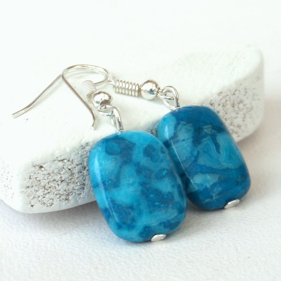 Crazy blue agate earrings