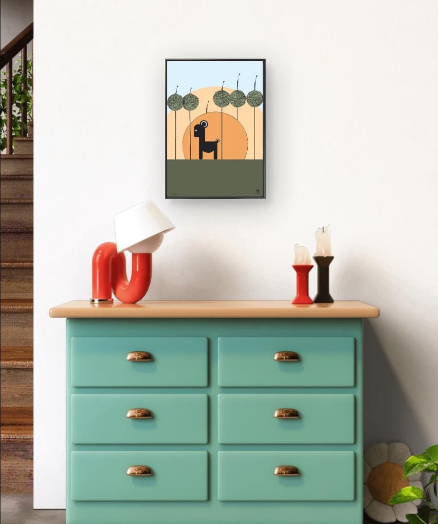 Modern Alpaca Art Print, Playful Animal Illustration (A3A4)