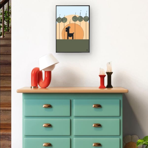 Modern Alpaca Art Print, Playful Animal Illustration (A3A4)