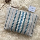 Wool Pouch - Teal. Handwoven in Wales