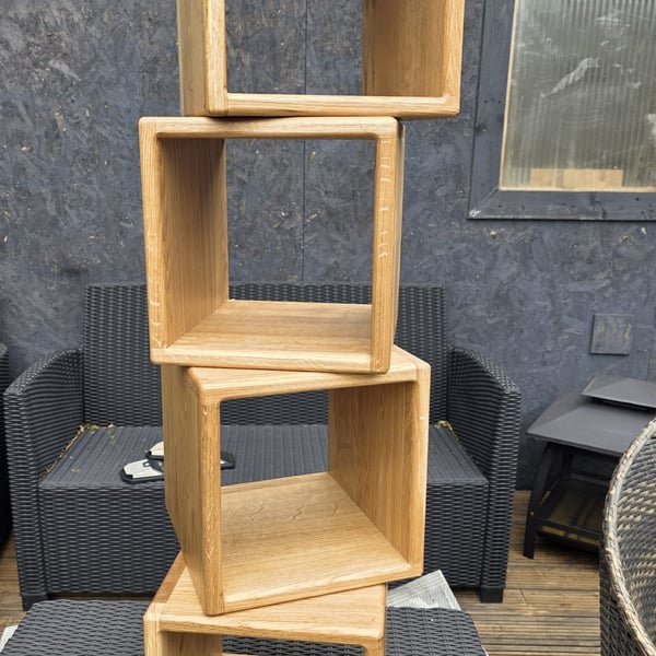 Solid Oak Cube Shelves 30cm - Floor Standing Storage Cubes x 1