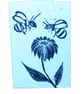 Bees on a flower - Lino print, black ink on white card. - Image 3
