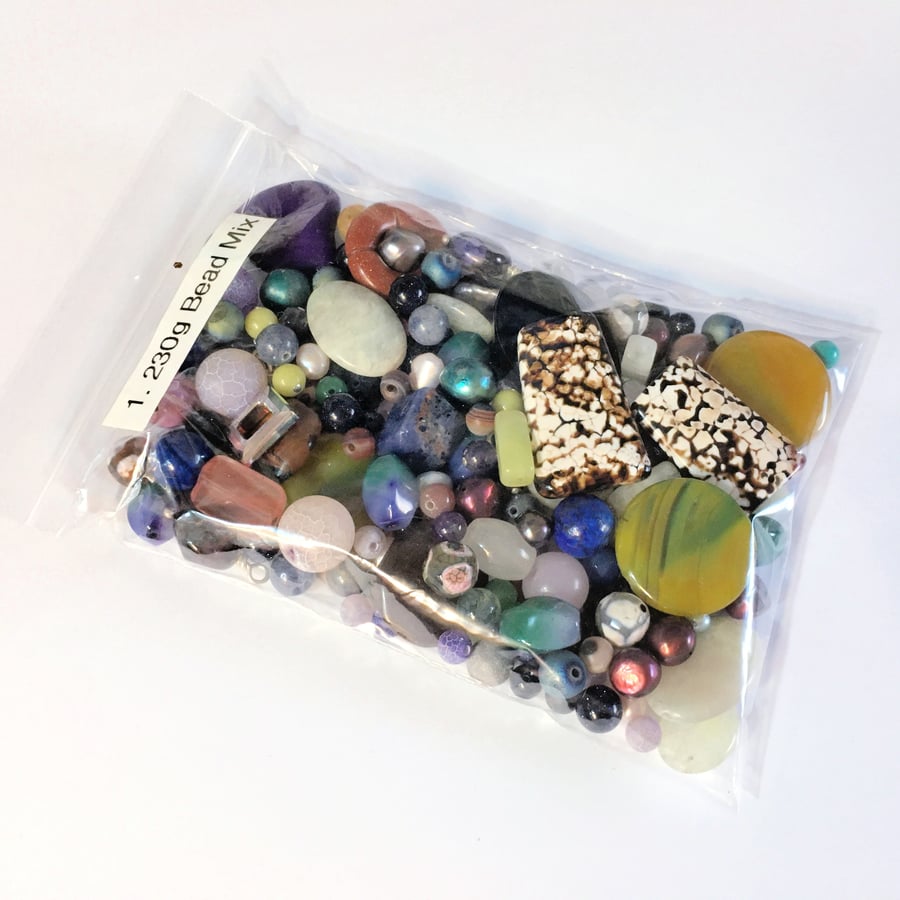 Mixed Gemstone Beads 230g Bag (Mix 1)