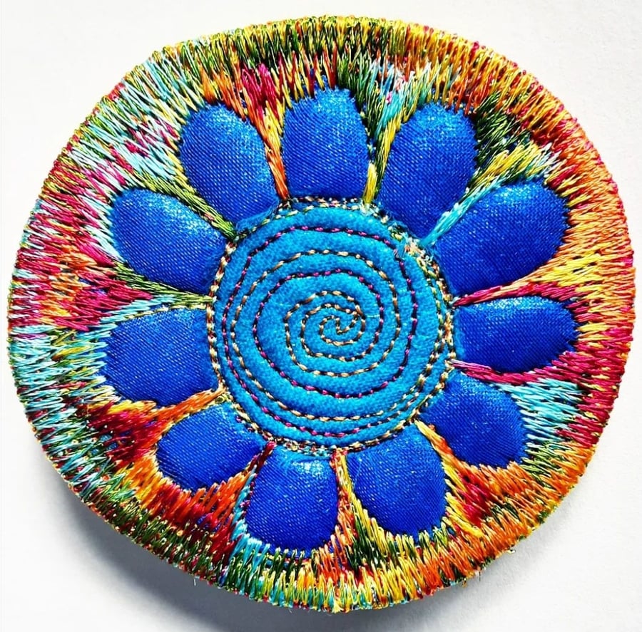 Textile Brooch Free Machine Embroidery 