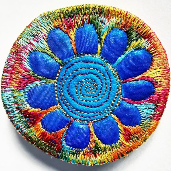 Textile Brooch Free Machine Embroidery 