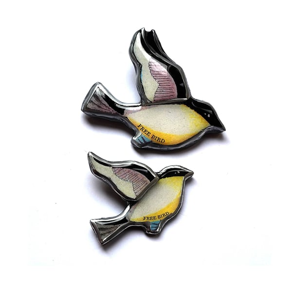 Statement Free Bird Graphic Resin Brooch by EllyMental