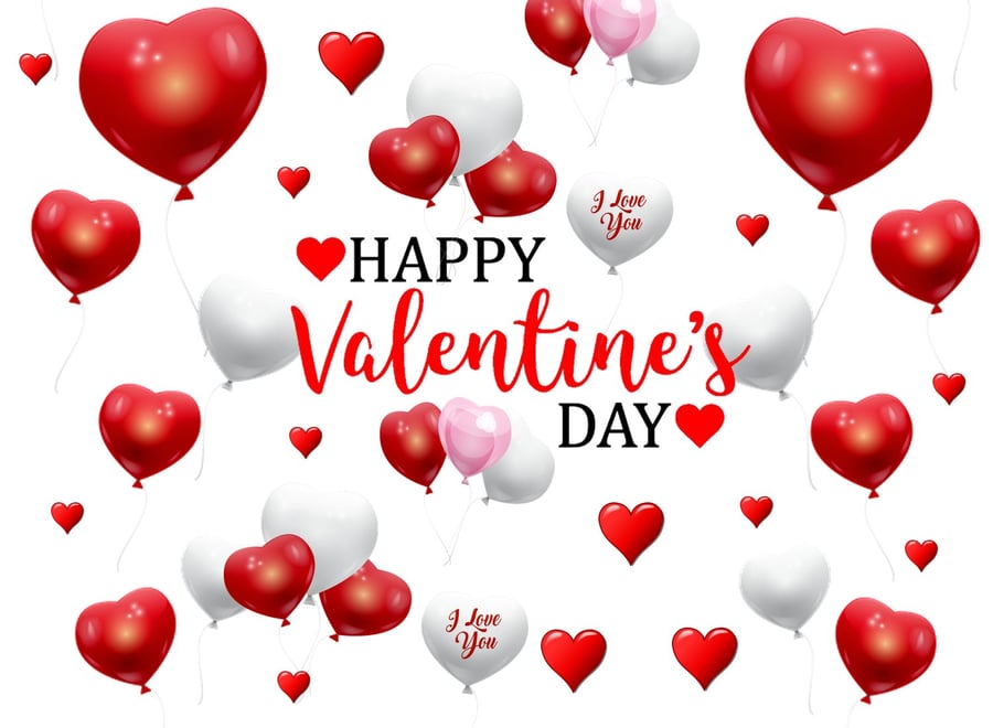 Happy Valentine's Day Balloons Greeting Card A5