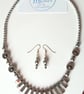 Silver Hematite Necklace & Earrings Gift Set Tapered Metallic Statement - Image 4