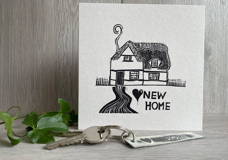 New Home handprinted greetings card