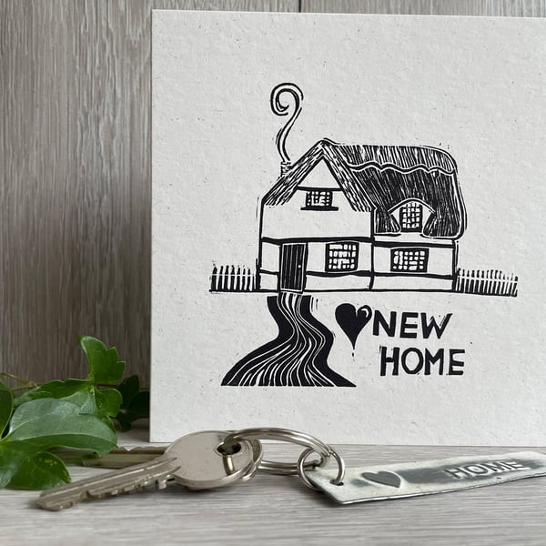 New Home handprinted greetings card