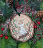 Owl hand-painted Christmas log slice decoration  - Image 3