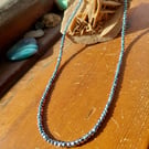 Pale Blue Coated Facetted Pyrite Sterling Silver Necklace