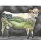 Cow Landscape Art Giclee Print - "Mother of us All" - wildlife art, surreal art  - Image 1