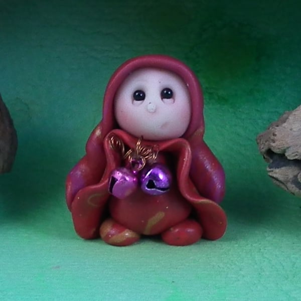 Sale Tiny Bellringer Gnome 'Priss' with bells OOAK Sculpt Ann Galvin