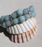 Aquamarine & Larimar Gemstone Crystal Beaded Bracelet "Caribbean Blues" - Image 2