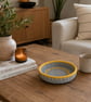 Handmade Coiled Macramé Basket - Grey & Ochre Decorative Basket