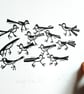 Wagtails - lino cut print - Super Seconds