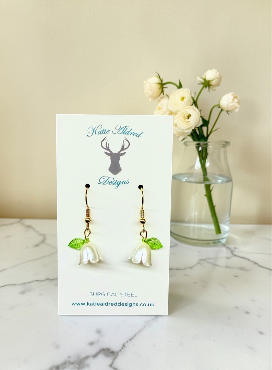 Charm Earrings - Snowdrop Flower