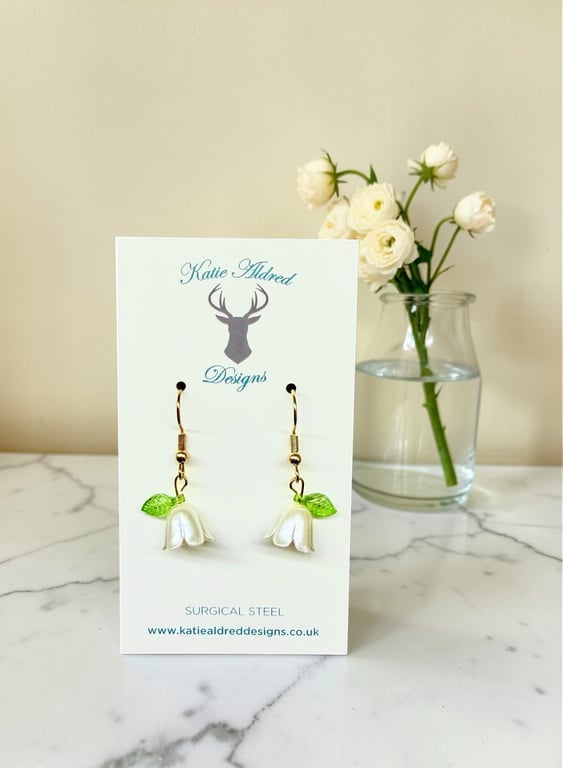 Charm Earrings - Snowdrop Flower