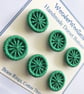 Dorset Buttons or Embellishments, Six x 2cm, Handmade from Green Cotton thread  - Image 2