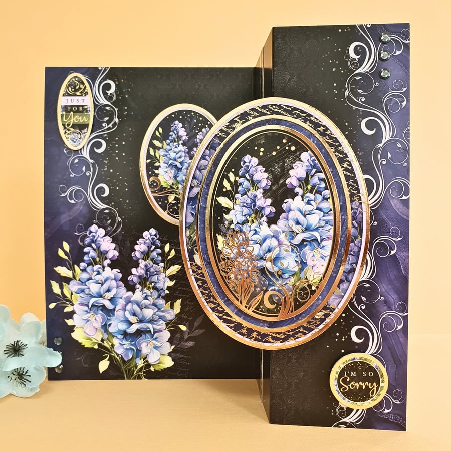 "I'm Sorry" Greeting Card With Delphinium Flowers & Message Of Support & Hope