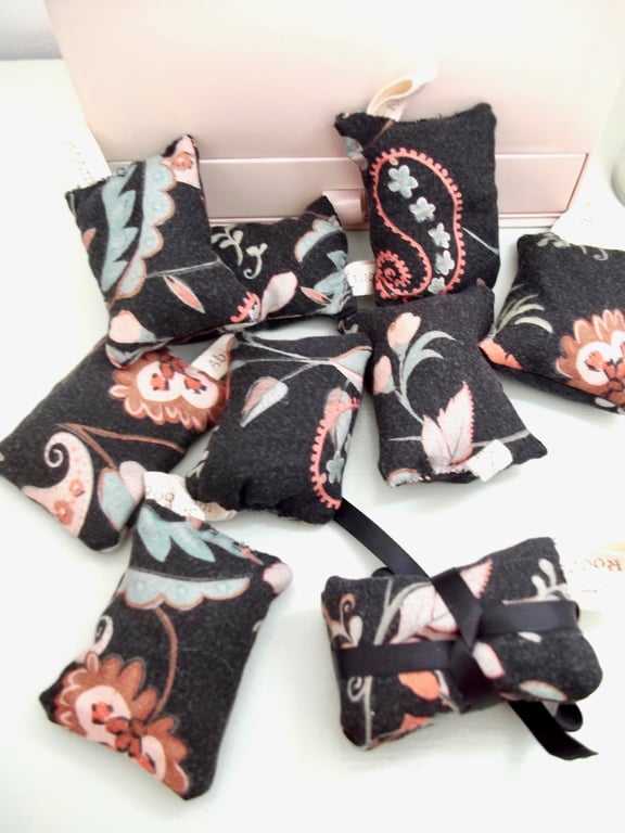  Pure Lavender Bags, Handmade, Folk Patterned Fabric Homegrown lavender, 