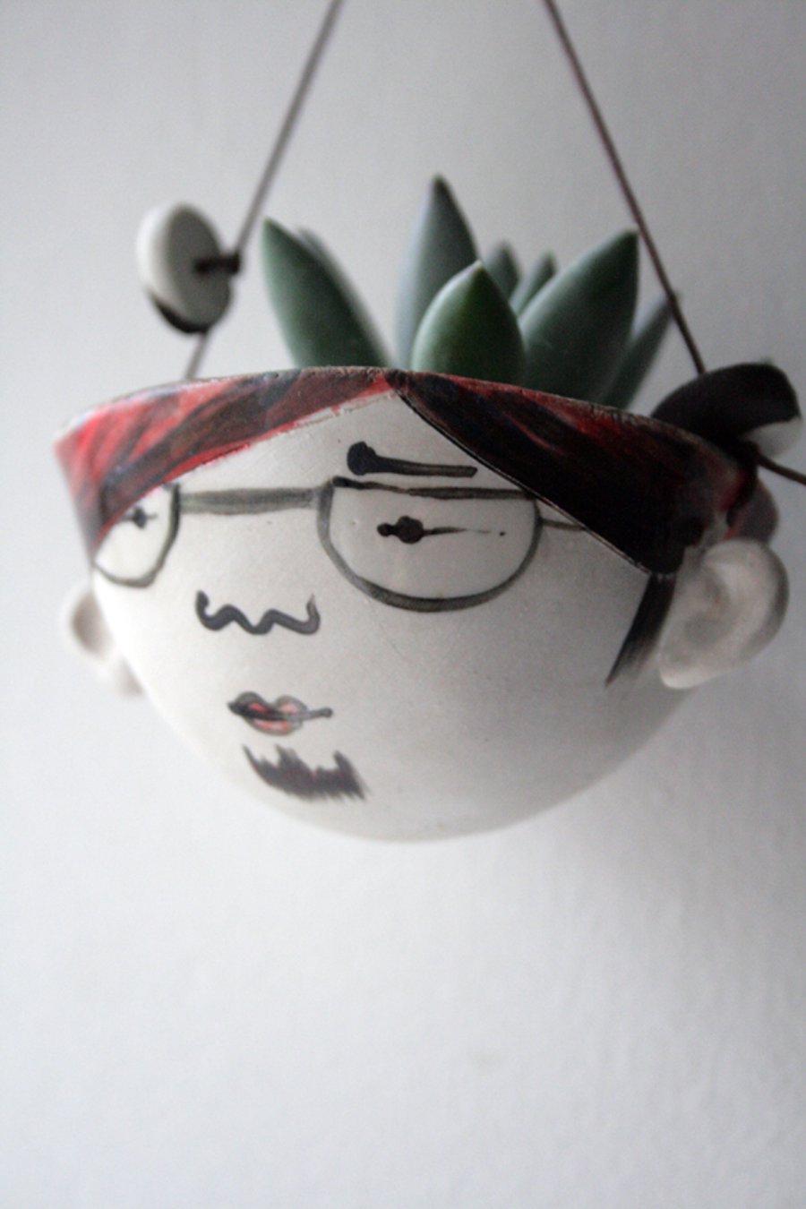 Lennon-stoneware ceramic hanging planter for succulents or air plants