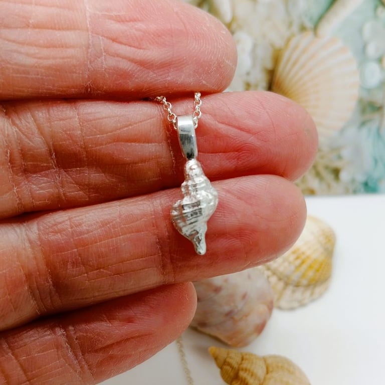 Solid silver welk shell necklace recycled sterling silver hallmarked gift wrappe