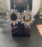 Beaded wire wrapped hoop blue and gold earrings, boho accessories, gift daughter - Image 3