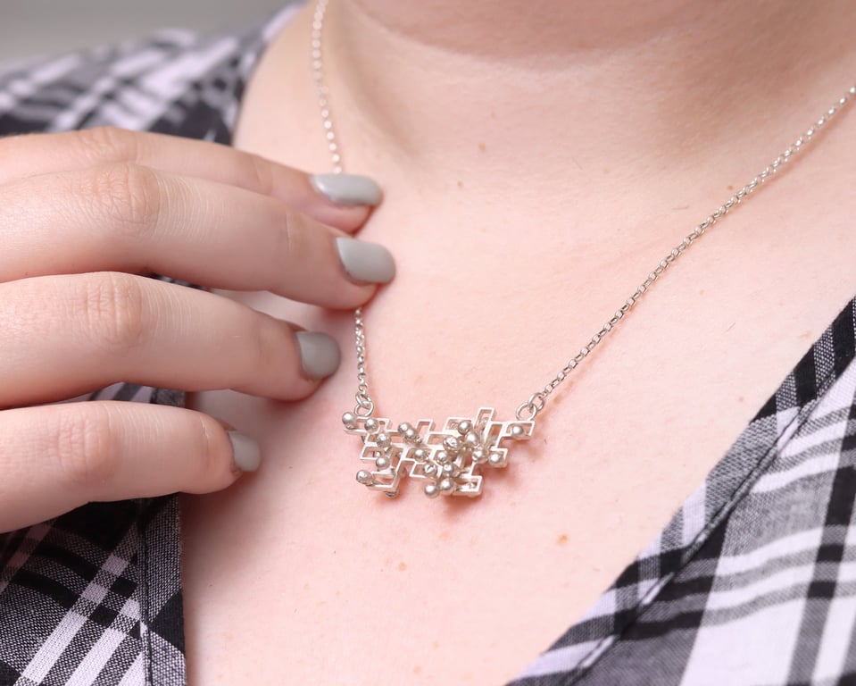 Large silver fidget pendant, Kinetic jewellery for anxiety 
