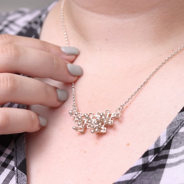 Large silver fidget pendant, Kinetic jewellery for anxiety 