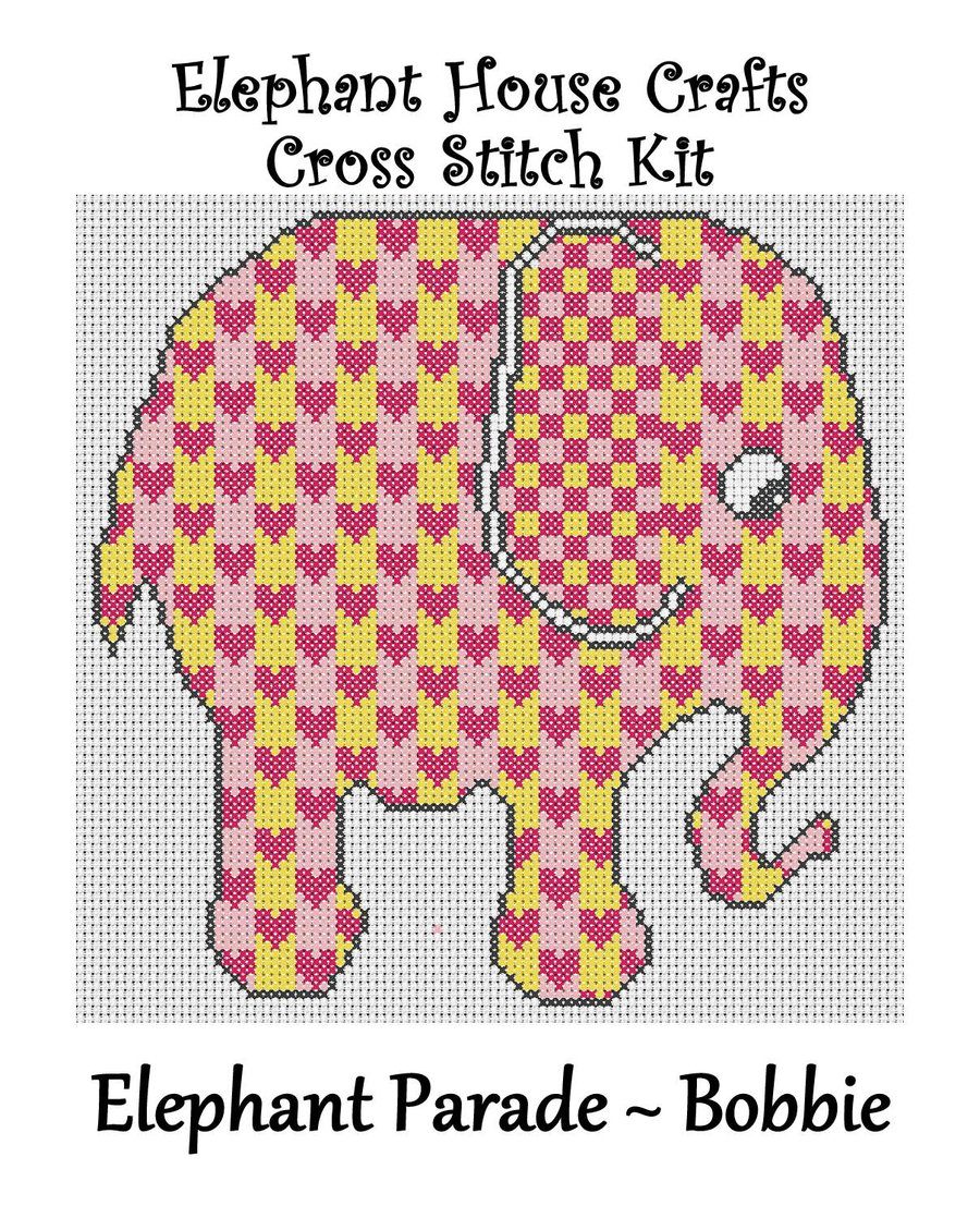 Elephant Parade Cross Stitch Kit Bobbie Size Approx 7" x 7"  14 Count Aida