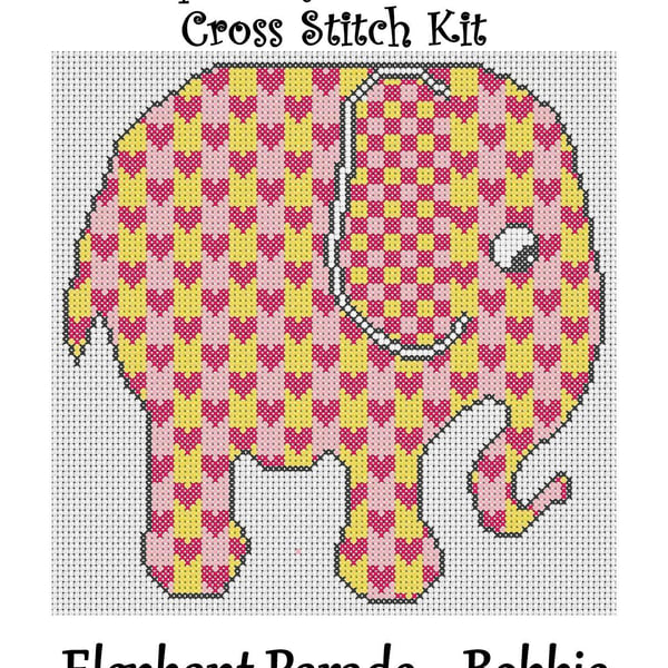 Elephant Parade Cross Stitch Kit Bobbie Size Approx 7" x 7"  14 Count Aida