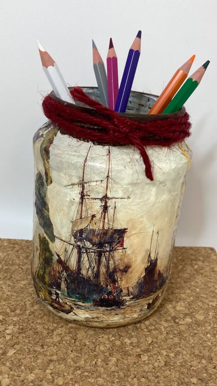 Dutch Nautical Art Print, Historical Harbour and Surprised Ginger Cat Jar