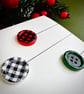 Christmas bauble gingham button card handmade winter holiday greeting card - Image 3