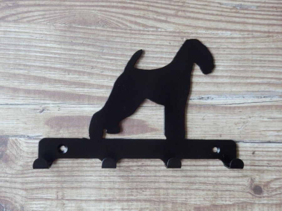 Airedale Terrier Silhouette Key Hook Rack - metal wall art