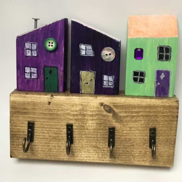 Perfectly imperfect - Rustic attractive wooden cottage key hooks for hallway. 