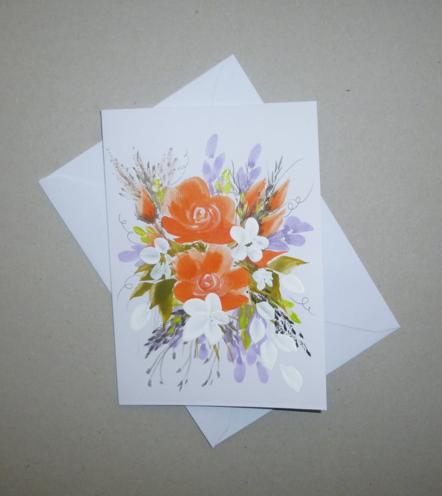 hand painted blank greetings card ( ref F 749 C6 )