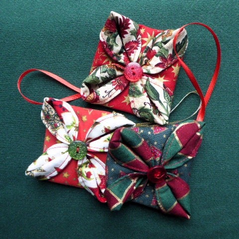 stitched textile hanging decorations