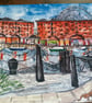 Market view Albert Dock watercolour print - Image 3
