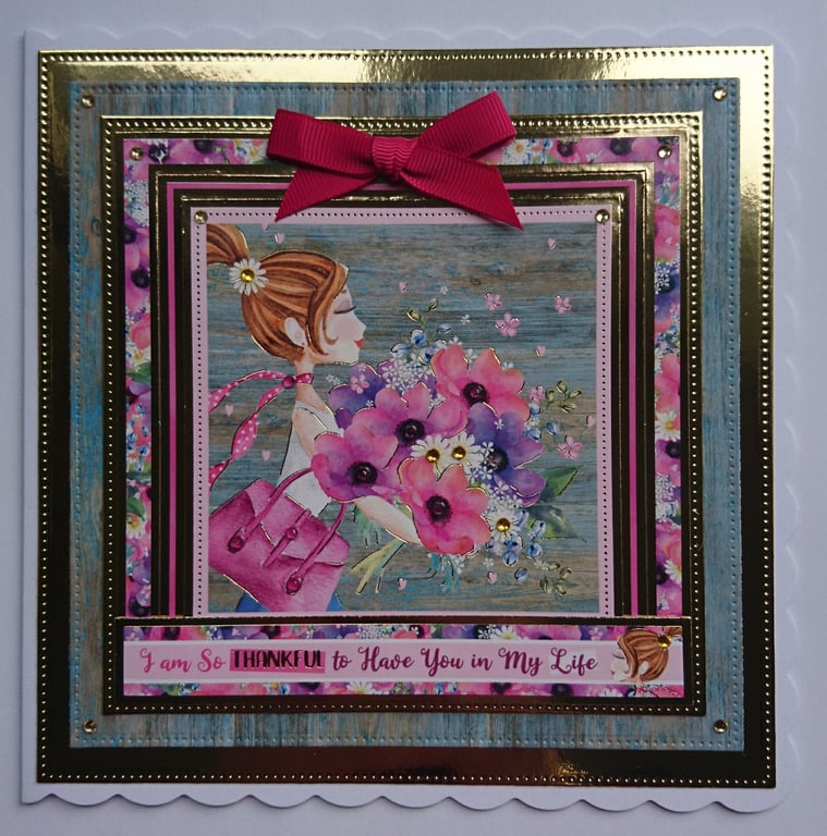 Thank You Card So Thankful To Have You In My Life Flowers Happiness