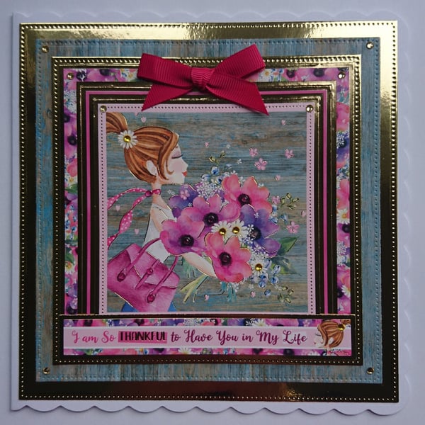 Thank You Card So Thankful To Have You In My Life Flowers Happiness