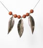 Folded Leaves Necklace, Sterling Silver with Red Jasper - Image 1