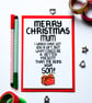 Funny Christmas Card From Son for Mum, Cheeky Christmas Card For Mum - Image 1