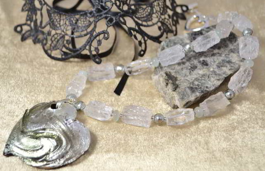 Ice Heart & Aquamarine Necklace