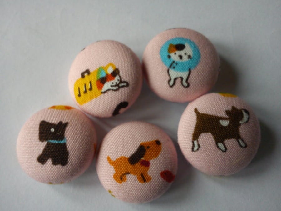 Cats and Dogs Fabric Covered Buttons