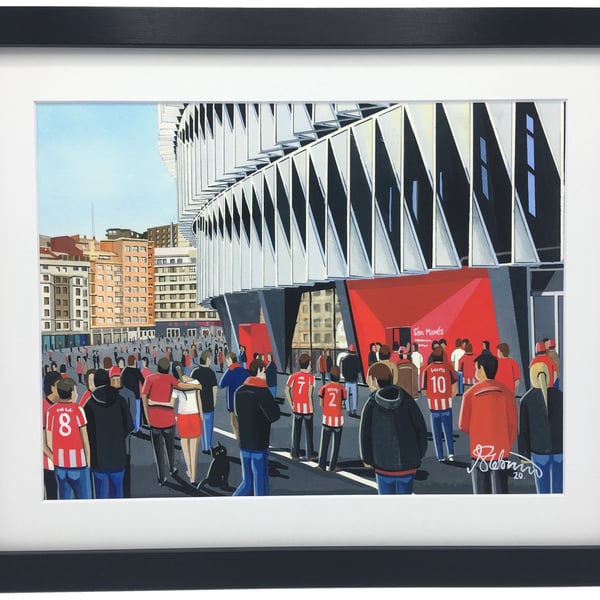 Athletic Bilbao, San Mames Stadium. Framed, Football Memorabilia Art Print