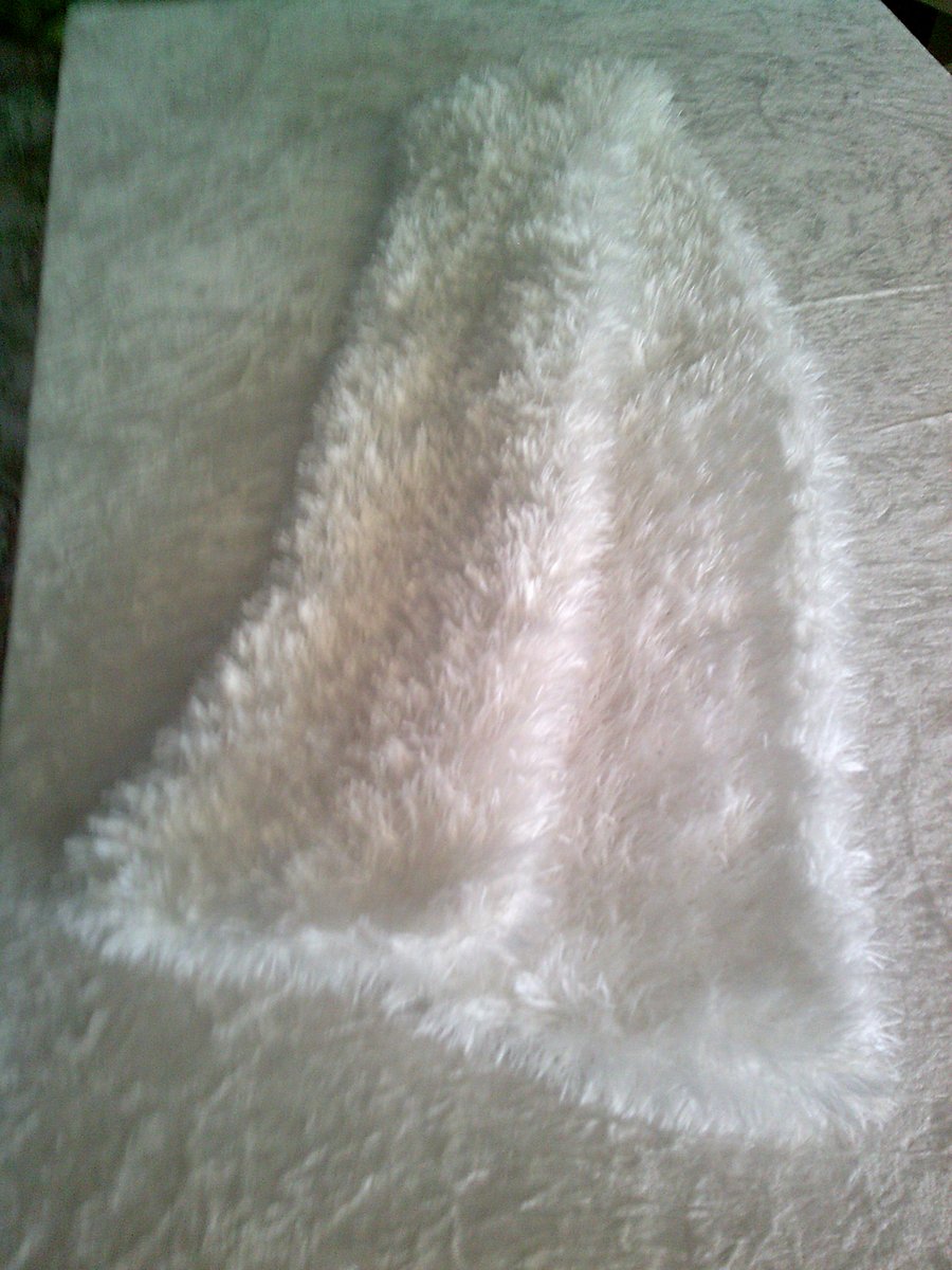 Hand Knitted White Scarf in Eyelash Yarn
